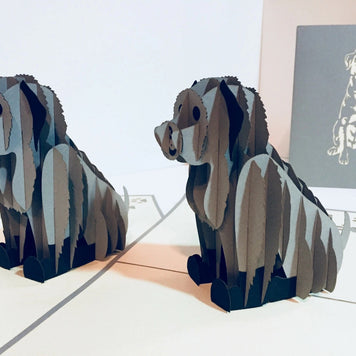 Super Cute Sitting Dog in Light Grey - Perfect for Dog Lovers Origami Pop Cards 3D Pop Up Greeting Card Happy Birthday Thank You Handmade Happy Father's Day Australiana Celebration Gift Thinking of You Blank Card for Any Occasion Happy Mother's Day