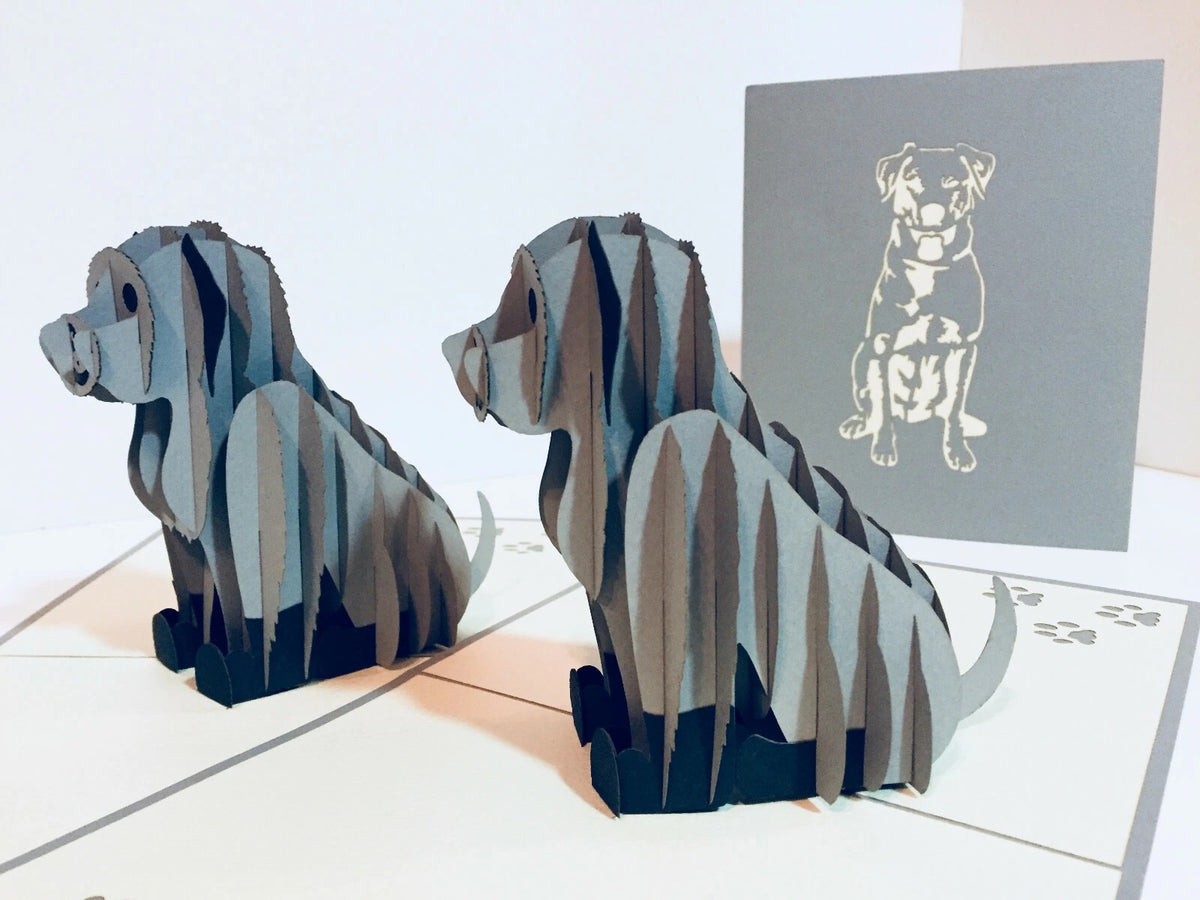Super Cute Sitting Dog in Light Grey - Perfect for Dog Lovers Origami Pop Cards 3D Pop Up Greeting Card Happy Birthday Thank You Handmade Happy Father's Day Australiana Celebration Gift Thinking of You Blank Card for Any Occasion Happy Mother's Day