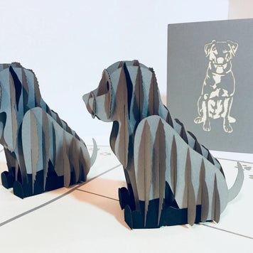 Super Cute Sitting Dog in Light Grey - Perfect for Dog Lovers Origami Pop Cards 3D Pop Up Greeting Card Happy Birthday Thank You Handmade Happy Father's Day Australiana Celebration Gift Thinking of You Blank Card for Any Occasion Happy Mother's Day