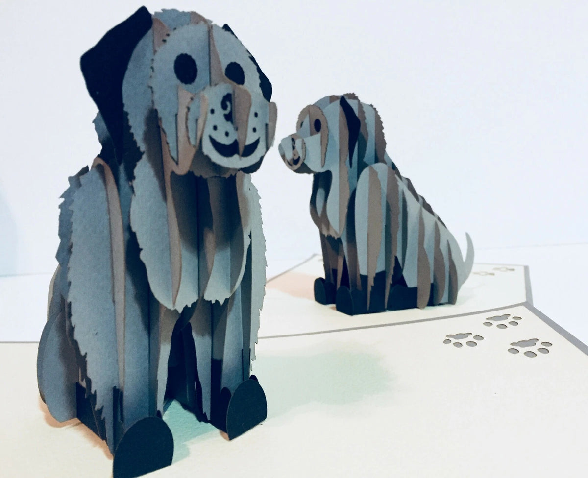 Super Cute Sitting Dog in Light Grey - Perfect for Dog Lovers Origami Pop Cards 3D Pop Up Greeting Card Happy Birthday Thank You Handmade Happy Father's Day Australiana Celebration Gift Thinking of You Blank Card for Any Occasion Happy Mother's Day