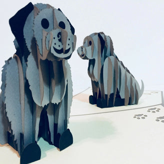 Super Cute Sitting Dog in Light Grey - Perfect for Dog Lovers Origami Pop Cards 3D Pop Up Greeting Card Happy Birthday Thank You Handmade Happy Father's Day Australiana Celebration Gift Thinking of You Blank Card for Any Occasion Happy Mother's Day