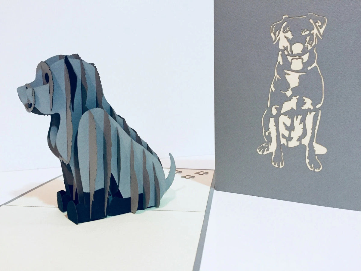 Super Cute Sitting Dog in Light Grey - Perfect for Dog Lovers Origami Pop Cards 3D Pop Up Greeting Card Happy Birthday Thank You Handmade Happy Father's Day Australiana Celebration Gift Thinking of You Blank Card for Any Occasion Happy Mother's Day