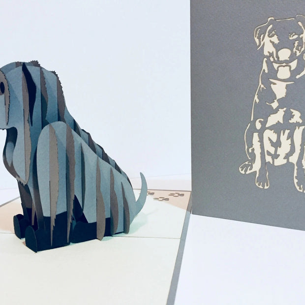 Super Cute Sitting Dog in Light Grey - Perfect for Dog Lovers Origami Pop Cards 3D Pop Up Greeting Card Happy Birthday Thank You Handmade Happy Father's Day Australiana Celebration Gift Thinking of You Blank Card for Any Occasion Happy Mother's Day
