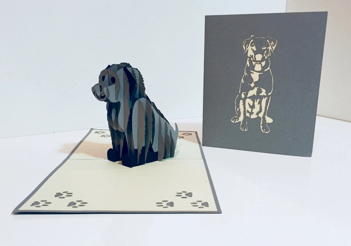 Super Cute Sitting Dog in Light Grey - Perfect for Dog Lovers Origami Pop Cards 3D Pop Up Greeting Card Happy Birthday Thank You Handmade Happy Father's Day Australiana Celebration Gift Thinking of You Blank Card for Any Occasion Happy Mother's Day