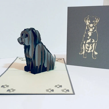 Super Cute Sitting Dog in Light Grey - Perfect for Dog Lovers Origami Pop Cards 3D Pop Up Greeting Card Happy Birthday Thank You Handmade Happy Father's Day Australiana Celebration Gift Thinking of You Blank Card for Any Occasion Happy Mother's Day