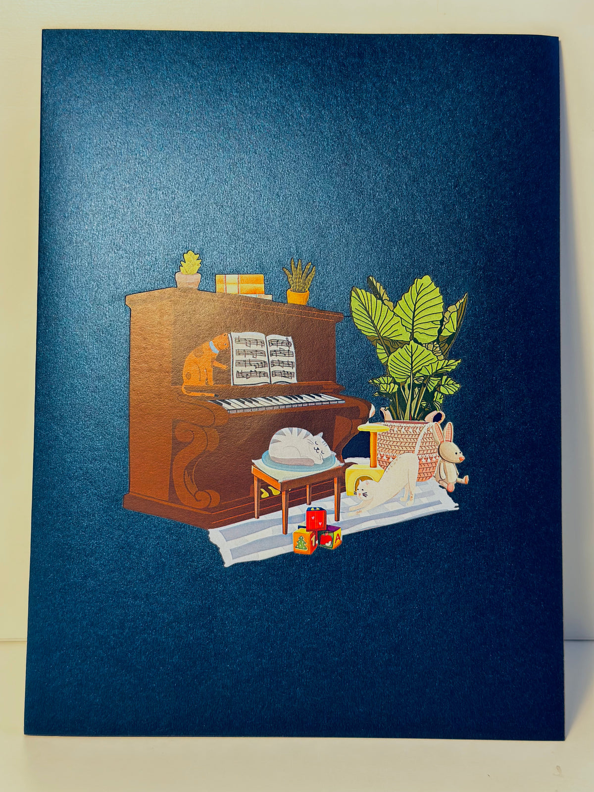 Sleepy Musical Cats on a Piano! ~ Perfect Gifts for Crazy Cat Lovers Origami Pop Cards 3D Pop Up Greeting Card Best Wishes Happy Birthday Gift Thank You Handmade Best Wishes Blank Card for Any Occasion Happy Mother's Day Happy Father's Day Celebration