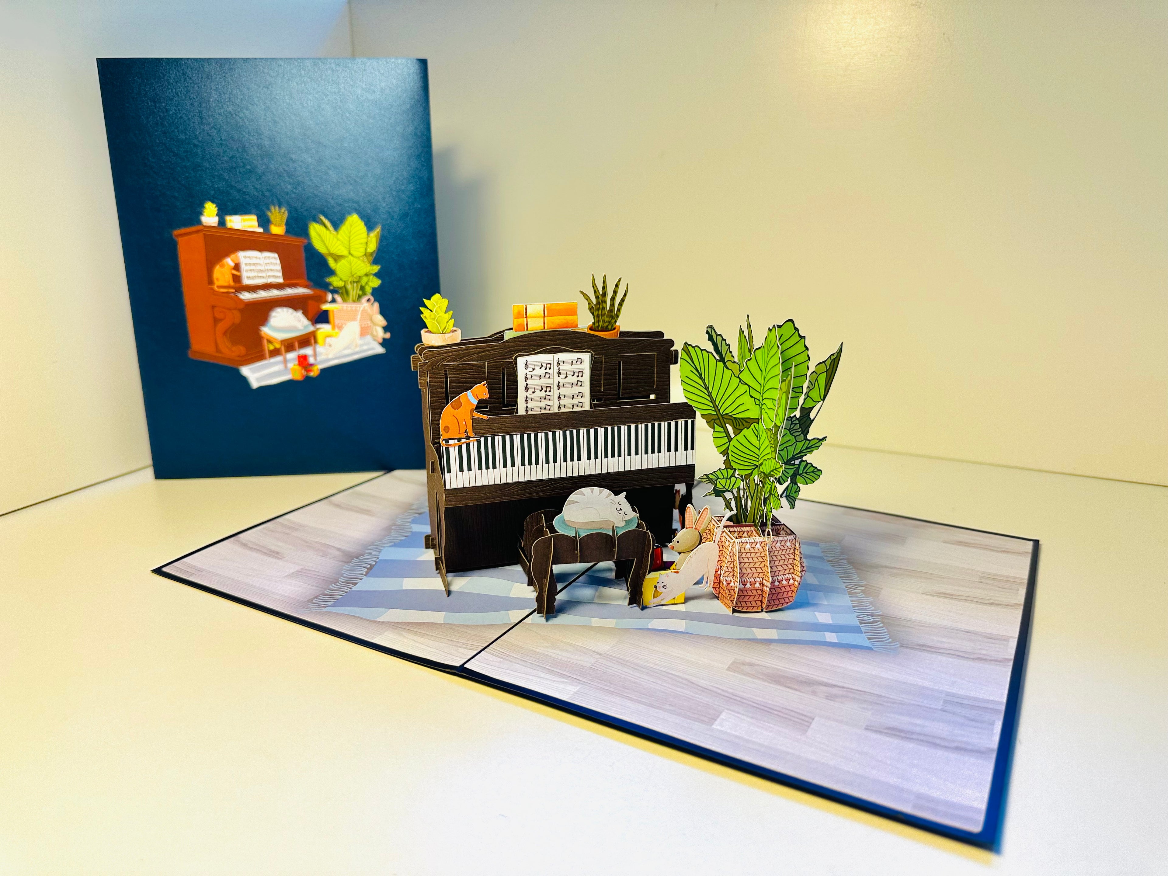 Sleepy Musical Cats on a Piano! ~ Perfect Gifts for Crazy Cat Lovers Origami Pop Cards 3D Pop Up Greeting Card Best Wishes Happy Birthday Gift Thank You Handmade Best Wishes Blank Card for Any Occasion Happy Mother's Day Happy Father's Day Celebration