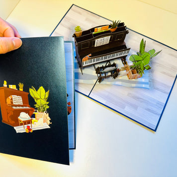 Sleepy Musical Cats on a Piano! ~ Perfect Gifts for Crazy Cat Lovers Origami Pop Cards 3D Pop Up Greeting Card Best Wishes Happy Birthday Gift Thank You Handmade Best Wishes Blank Card for Any Occasion Happy Mother's Day Happy Father's Day Celebration