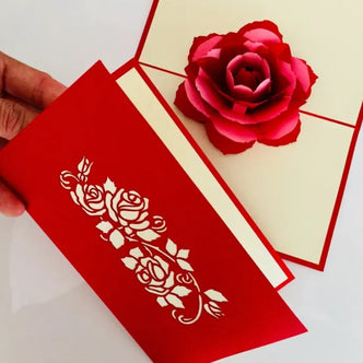 Big Pink & Red Rose Card - Origami Pop Cards 3D Pop Up Greeting Card Happy Birthday Thank You Handmade Gift Thinking of You Blank Card for Any Occasion Happy Mother's Day Australiana Celebrate the Beauty