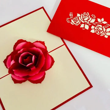Big Pink & Red Rose Card - Origami Pop Cards 3D Pop Up Greeting Card Happy Birthday Thank You Handmade Gift Thinking of You Blank Card for Any Occasion Happy Mother's Day Australiana Celebrate the Beauty