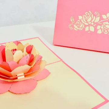 Big Pink & White Rose Card - Origami Pop Cards 3D Pop Up Greeting Card Happy Birthday Thank You Handmade Gift Thinking of You Blank Card for Any Occasion Happy Mother's Day Australiana Celebrate the Beauty