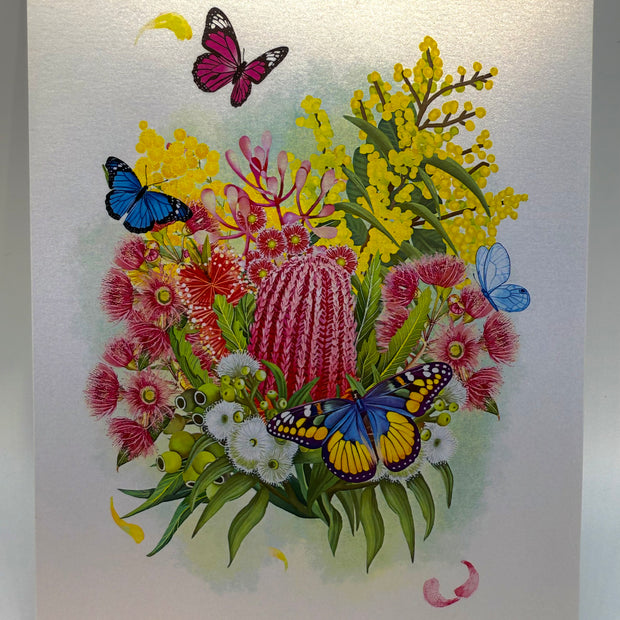 Spring Australian Native Garden with Butterflies Origami Pop Cards 3D Pop Up Greeting Card Happy Birthday Thank You Handmade Gift Thinking of You Blank Card for Any Occasion Happy Mother's Day Happy Father's Australiana Celebrate the Beauty of Flower