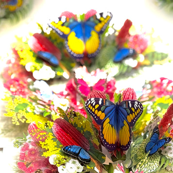 Spring Australian Native Garden with Butterflies Origami Pop Cards 3D Pop Up Greeting Card Happy Birthday Thank You Handmade Gift Thinking of You Blank Card for Any Occasion Happy Mother's Day Happy Father's Australiana Celebrate the Beauty of Flower