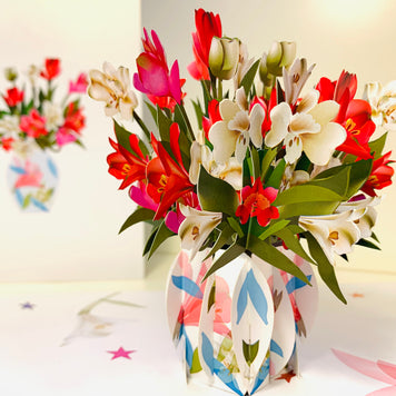 Spring Colourful Lily Flowers in a Vase Origami Pop Cards 3D Pop Up Greeting Card Happy Birthday Thank You Handmade Gift Thinking of You Blank Card for Any Occasion Happy Mother's Day Happy Father's Australiana Celebrate the Beauty of Flower