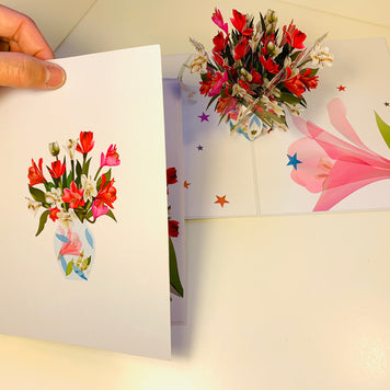 Spring Colourful Lily Flowers in a Vase Origami Pop Cards 3D Pop Up Greeting Card Happy Birthday Thank You Handmade Gift Thinking of You Blank Card for Any Occasion Happy Mother's Day Happy Father's Australiana Celebrate the Beauty of Flower
