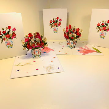 Spring Colourful Lily Flowers in a Vase Origami Pop Cards 3D Pop Up Greeting Card Happy Birthday Thank You Handmade Gift Thinking of You Blank Card for Any Occasion Happy Mother's Day Happy Father's Australiana Celebrate the Beauty of Flower