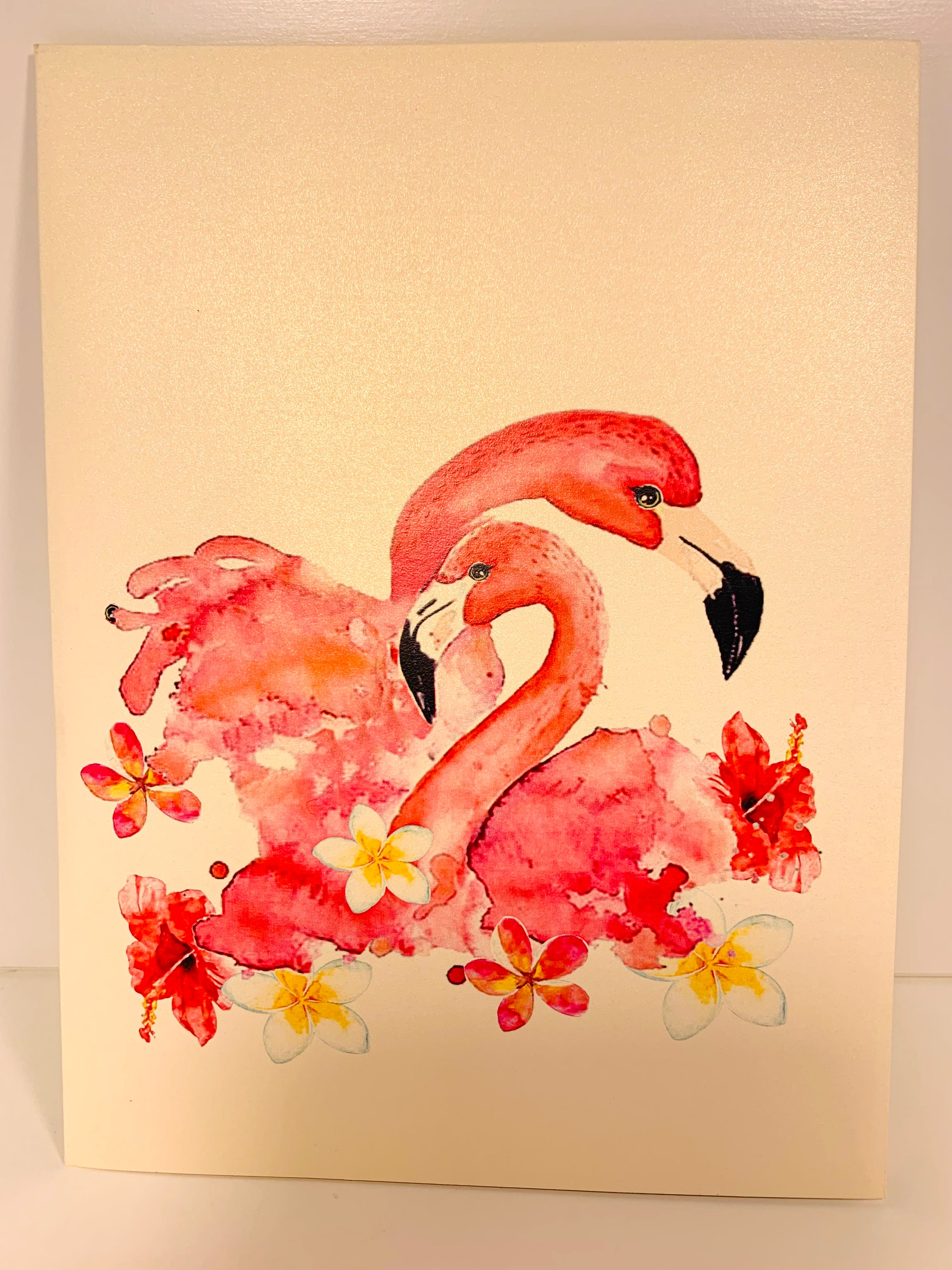 Spring Flower Garden Mother & a Baby Flamingoes Origami Pop Cards 3D Pop Up Greeting Card Best Wishes Happy Birthday Gift Thank You Handmade Best Wishes Blank Card for Any Occasion Happy Mother's Day Happy Father's Day Celebration