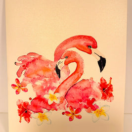 Spring Flower Garden Mother & a Baby Flamingoes Origami Pop Cards 3D Pop Up Greeting Card Best Wishes Happy Birthday Gift Thank You Handmade Best Wishes Blank Card for Any Occasion Happy Mother's Day Happy Father's Day Celebration