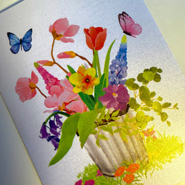 Spring Flowers in Bucket with Butterflies Origami Pop Cards 3D Pop Up Greeting Card Happy Birthday Thank You Handmade Gift Thinking of You Blank Card for Any Occasion Happy Mother's Day Happy Father's Australiana Celebrate the Beauty of Flower