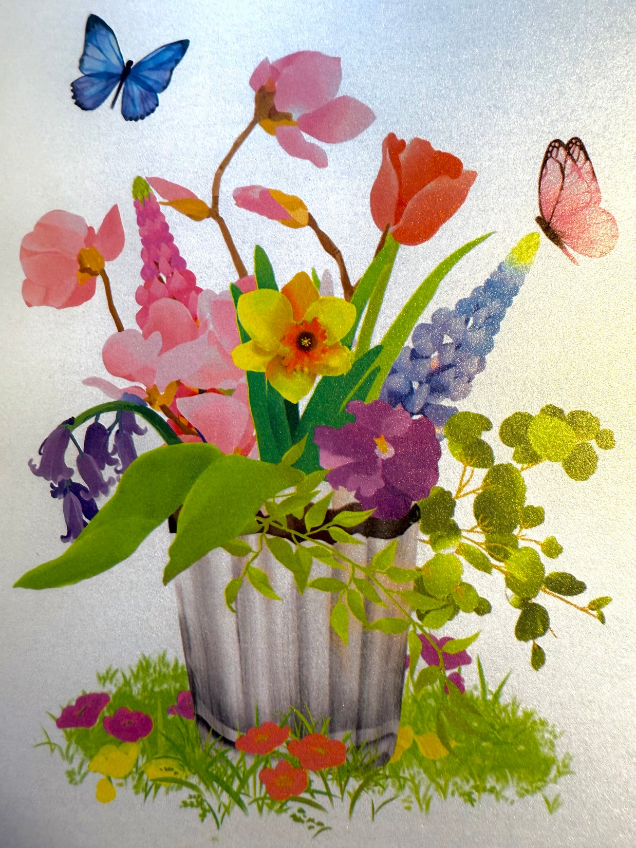 Spring Flowers in Bucket with Butterflies Origami Pop Cards 3D Pop Up Greeting Card Happy Birthday Thank You Handmade Gift Thinking of You Blank Card for Any Occasion Happy Mother's Day Happy Father's Australiana Celebrate the Beauty of Flower