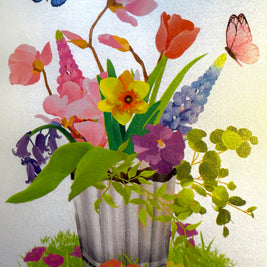 Spring Flowers in Bucket with Butterflies Origami Pop Cards 3D Pop Up Greeting Card Happy Birthday Thank You Handmade Gift Thinking of You Blank Card for Any Occasion Happy Mother's Day Happy Father's Australiana Celebrate the Beauty of Flower