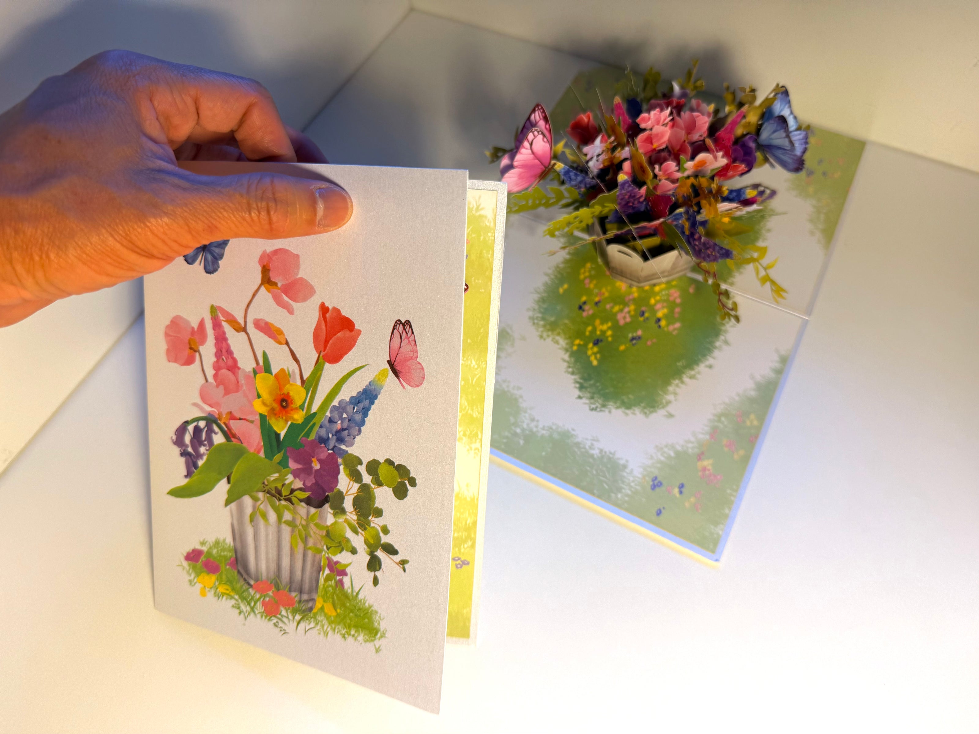 Spring Flowers in Bucket with Butterflies Origami Pop Cards 3D Pop Up Greeting Card Happy Birthday Thank You Handmade Gift Thinking of You Blank Card for Any Occasion Happy Mother's Day Happy Father's Australiana Celebrate the Beauty of Flower