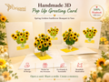 Spring Golden Sunflower Bouquet in Vase Pop Cards 3D Pop Up Greeting Card Happy Birthday Thank You Handmade Gift Thinking of You Blank Card for Any Occasion Happy Mother's Day Happy Father's Australiana Celebrate the Beauty of Flower