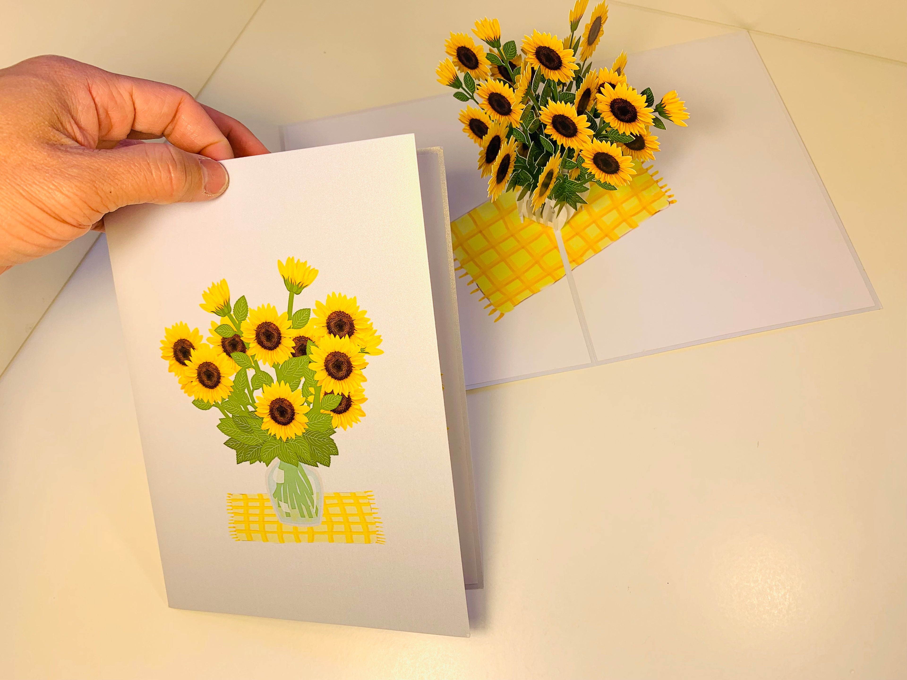 Spring Golden Sunflower Bouquet in Vase Pop Cards 3D Pop Up Greeting Card Happy Birthday Thank You Handmade Gift Thinking of You Blank Card for Any Occasion Happy Mother's Day Happy Father's Australiana Celebrate the Beauty of Flower