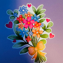 Spring Pink Purple Mixed Daisy Flower Bouquet Origami Pop Cards 3D Pop Up Greeting Card Happy Birthday Thank You Handmade Gift Thinking of You Blank Card for Any Occasion Happy Mother's Day Happy Father's Australiana Celebrate the Beauty of Flower
