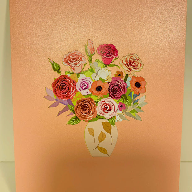 Spring Rose Flower Bouquet for any Special Occasion Origami Pop Cards 3D Pop Up Greeting Card Happy Birthday Thank You Handmade Gift Thinking of You Blank Card for Any Occasion Happy Mother's Day Happy Father's Australiana Celebrate and Romantic