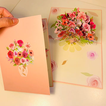 Spring Rose Flower Bouquet for any Special Occasion Origami Pop Cards 3D Pop Up Greeting Card Happy Birthday Thank You Handmade Gift Thinking of You Blank Card for Any Occasion Happy Mother's Day Happy Father's Australiana Celebrate and Romantic