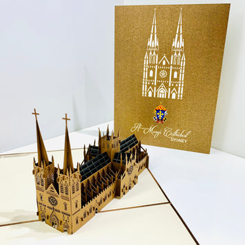 St Mary’s Cathedral Sydney - Metallic Dark Brown 3D POP UP GREETING CARD - Created by Origami Pop Cards – 3D Pop Up Greeting Cards, Australian Design & Handmade, 3D Pop Up Magical Paper Cards, Handmade Pop Up Cards Celebrate Anniversary  Memoriable