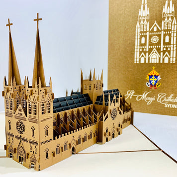 St Mary’s Cathedral Sydney - Metallic Dark Brown 3D POP UP GREETING CARD - Created by Origami Pop Cards – 3D Pop Up Greeting Cards, Australian Design & Handmade, 3D Pop Up Magical Paper Cards, Handmade Pop Up Cards Celebrate Anniversary  Memoriable