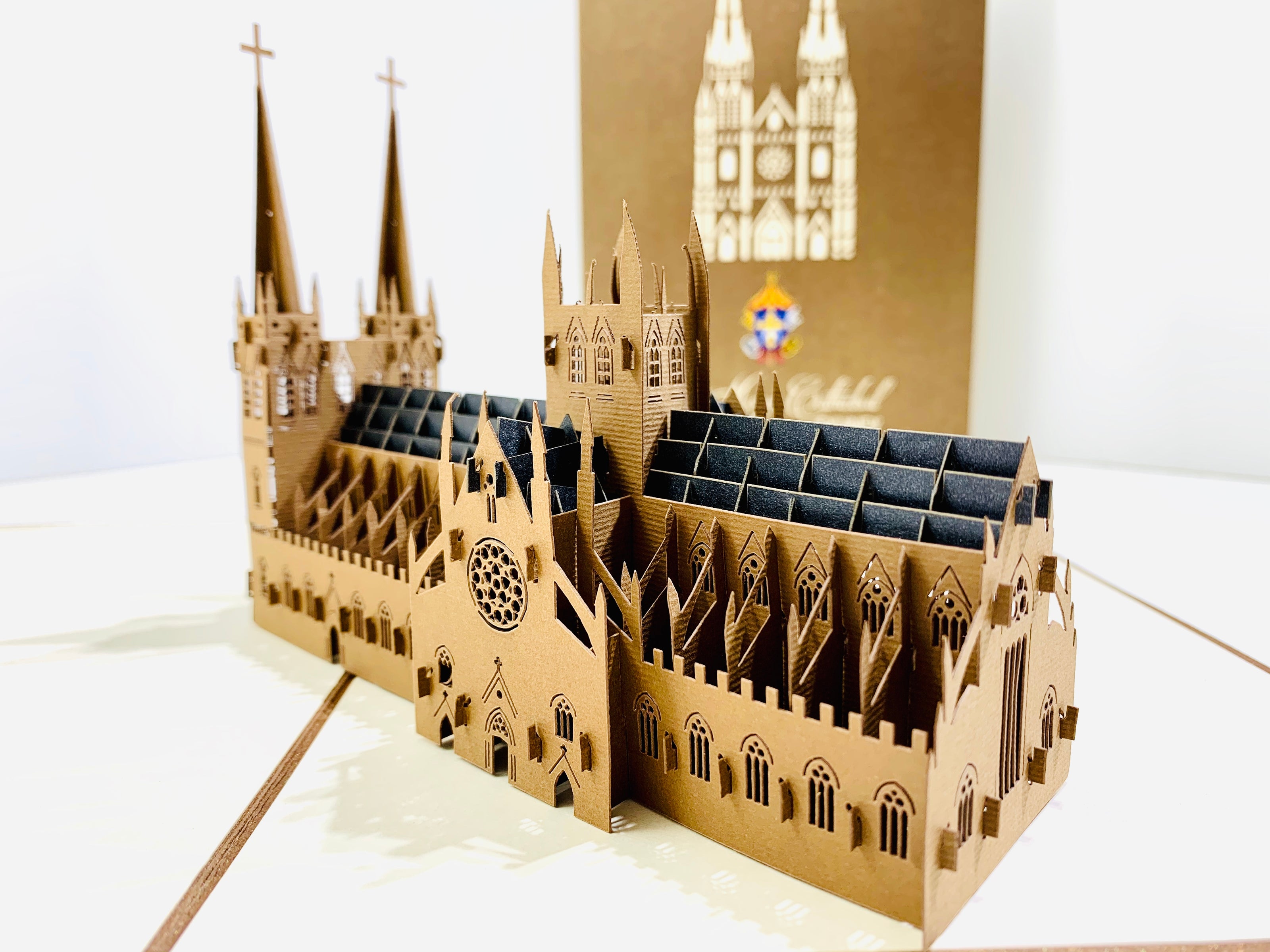 St Mary’s Cathedral Sydney - Metallic Dark Brown 3D POP UP GREETING CARD - Created by Origami Pop Cards – 3D Pop Up Greeting Cards, Australian Design & Handmade, 3D Pop Up Magical Paper Cards, Handmade Pop Up Cards Celebrate Anniversary  Memoriable
