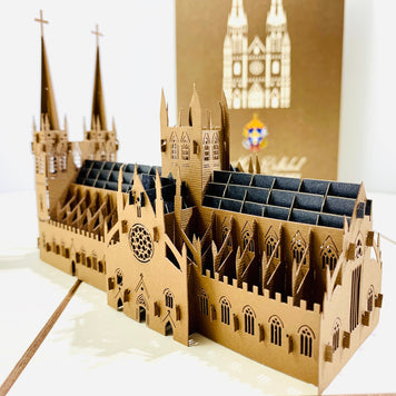 St Mary’s Cathedral Sydney - Metallic Dark Brown 3D POP UP GREETING CARD - Created by Origami Pop Cards – 3D Pop Up Greeting Cards, Australian Design & Handmade, 3D Pop Up Magical Paper Cards, Handmade Pop Up Cards Celebrate Anniversary  Memoriable