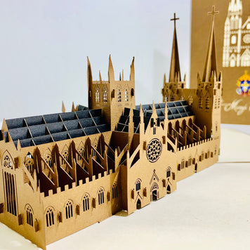 St Mary’s Cathedral Sydney - Metallic Dark Brown 3D POP UP GREETING CARD - Created by Origami Pop Cards – 3D Pop Up Greeting Cards, Australian Design & Handmade, 3D Pop Up Magical Paper Cards, Handmade Pop Up Cards Celebrate Anniversary  Memoriable