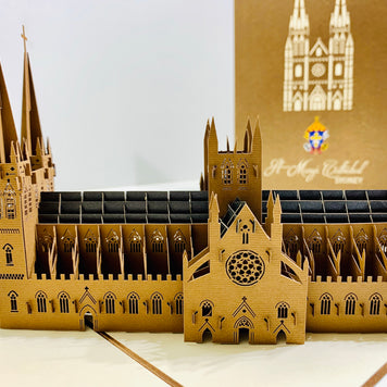 St Mary’s Cathedral Sydney - Metallic Dark Brown 3D POP UP GREETING CARD - Created by Origami Pop Cards – 3D Pop Up Greeting Cards, Australian Design & Handmade, 3D Pop Up Magical Paper Cards, Handmade Pop Up Cards Celebrate Anniversary  Memoriable