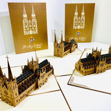 St Mary’s Cathedral Sydney - Metallic Dark Brown 3D POP UP GREETING CARD - Created by Origami Pop Cards – 3D Pop Up Greeting Cards, Australian Design & Handmade, 3D Pop Up Magical Paper Cards, Handmade Pop Up Cards Celebrate Anniversary  Memoriable
