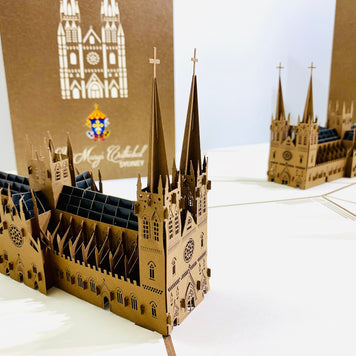 St Mary’s Cathedral Sydney - Metallic Dark Brown 3D POP UP GREETING CARD - Created by Origami Pop Cards – 3D Pop Up Greeting Cards, Australian Design & Handmade, 3D Pop Up Magical Paper Cards, Handmade Pop Up Cards Celebrate Anniversary  Memoriable