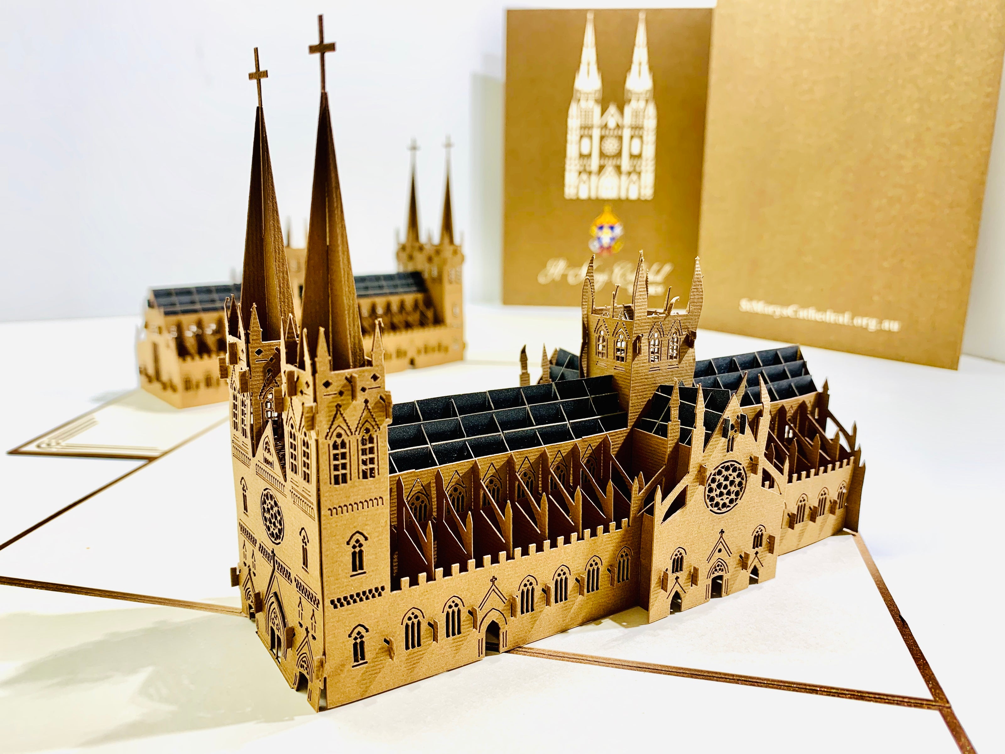 St Mary’s Cathedral Sydney - Metallic Dark Brown 3D POP UP GREETING CARD - Created by Origami Pop Cards – 3D Pop Up Greeting Cards, Australian Design & Handmade, 3D Pop Up Magical Paper Cards, Handmade Pop Up Cards Celebrate Anniversary  Memoriable