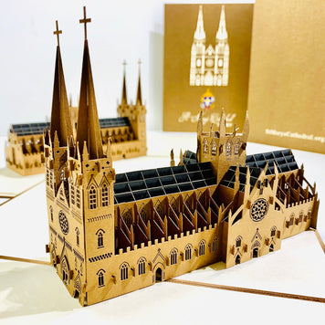 St Mary’s Cathedral Sydney - Metallic Dark Brown 3D POP UP GREETING CARD - Created by Origami Pop Cards – 3D Pop Up Greeting Cards, Australian Design & Handmade, 3D Pop Up Magical Paper Cards, Handmade Pop Up Cards Celebrate Anniversary  Memoriable