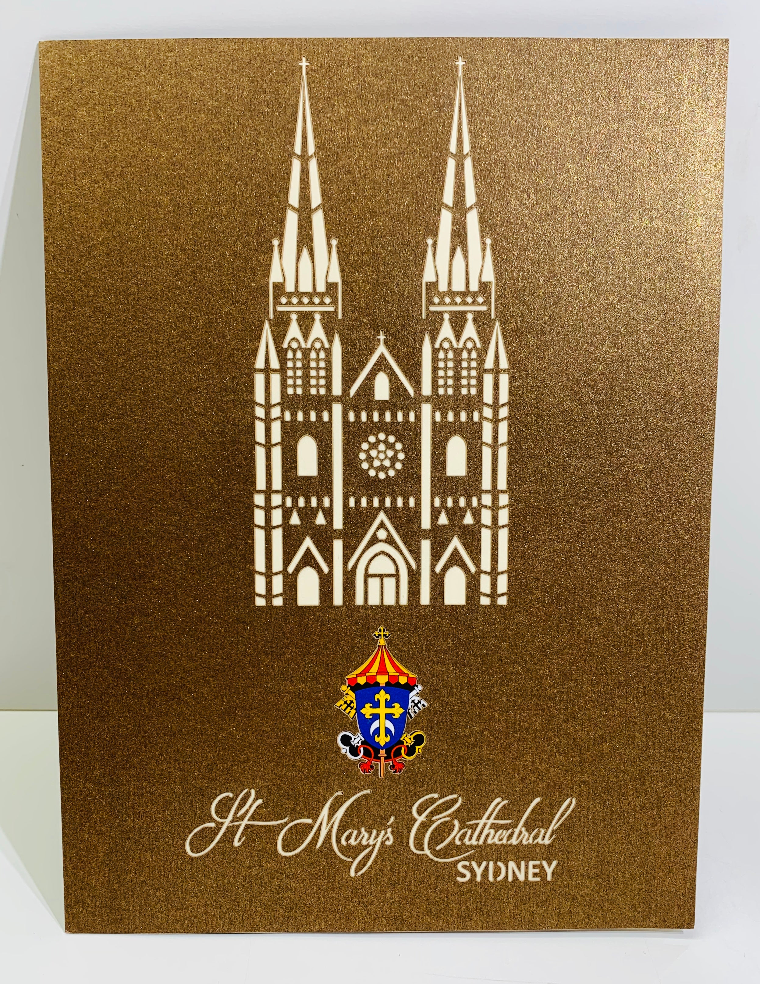 St Mary’s Cathedral Sydney - Metallic Dark Brown 3D POP UP GREETING CARD - Created by Origami Pop Cards – 3D Pop Up Greeting Cards, Australian Design & Handmade, 3D Pop Up Magical Paper Cards, Handmade Pop Up Cards Celebrate Anniversary  Memoriable