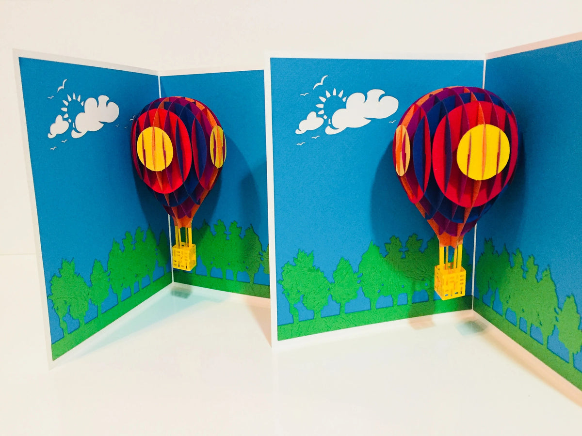 Stunning Hot Air Balloon in White Cover Origami Pop Cards 3D Pop Up Greeting Card Thank You Handmade Gift Thinking of You Blank Card for Happy Birthday Occasion Australiana Celebrate the Beauty and Happiness During Special Day Best Wishes Gift