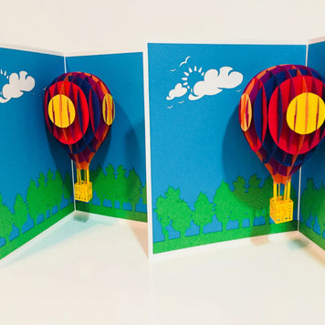 Stunning Hot Air Balloon in White Cover Origami Pop Cards 3D Pop Up Greeting Card Thank You Handmade Gift Thinking of You Blank Card for Happy Birthday Occasion Australiana Celebrate the Beauty and Happiness During Special Day Best Wishes Gift