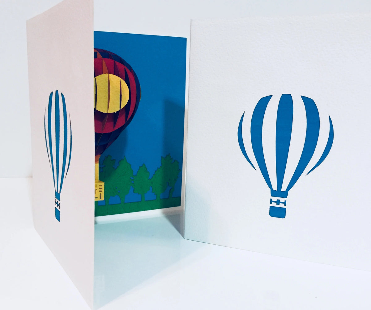 Stunning Hot Air Balloon in White Cover Origami Pop Cards 3D Pop Up Greeting Card Thank You Handmade Gift Thinking of You Blank Card for Happy Birthday Occasion Australiana Celebrate the Beauty and Happiness During Special Day Best Wishes Gift