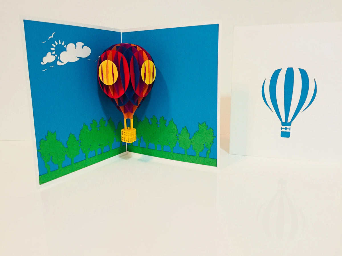 Stunning Hot Air Balloon in White Cover Origami Pop Cards 3D Pop Up Greeting Card Thank You Handmade Gift Thinking of You Blank Card for Happy Birthday Occasion Australiana Celebrate the Beauty and Happiness During Special Day Best Wishes Gift