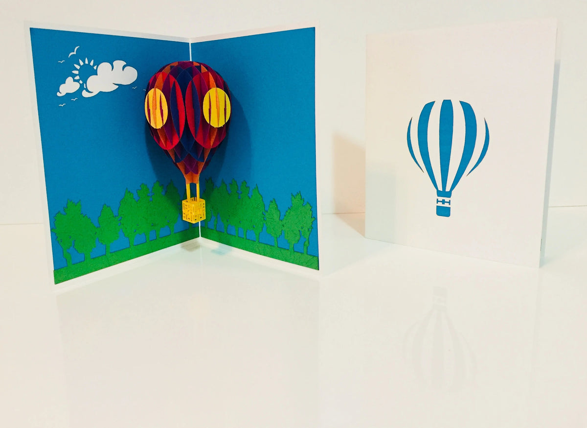 Stunning Hot Air Balloon in White Cover Origami Pop Cards 3D Pop Up Greeting Card Thank You Handmade Gift Thinking of You Blank Card for Happy Birthday Occasion Australiana Celebrate the Beauty and Happiness During Special Day Best Wishes Gift