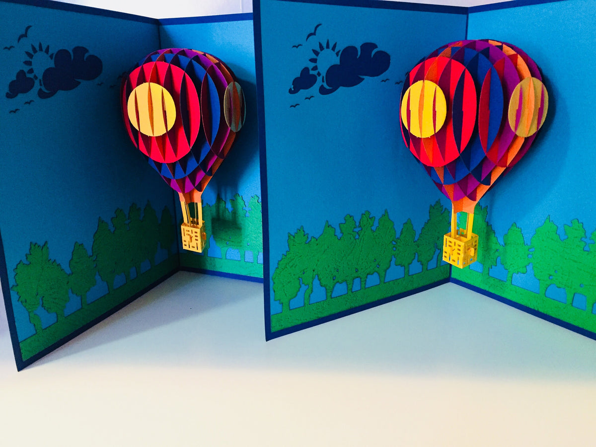 Stunning Hot Air Balloon in Blue Cover Origami Pop Cards 3D Pop Up Greeting Card Thank You Handmade Gift Thinking of You Blank Card for Happy Birthday Occasion Australiana Celebrate the Beauty and Happiness During Special Day Best Wishes Gift