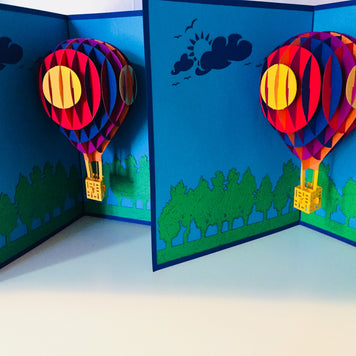 Stunning Hot Air Balloon in Blue Cover Origami Pop Cards 3D Pop Up Greeting Card Thank You Handmade Gift Thinking of You Blank Card for Happy Birthday Occasion Australiana Celebrate the Beauty and Happiness During Special Day Best Wishes Gift