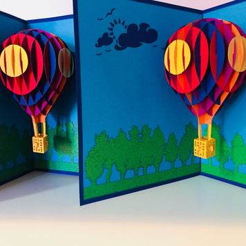 Stunning Hot Air Balloon in Blue Cover Origami Pop Cards 3D Pop Up Greeting Card Thank You Handmade Gift Thinking of You Blank Card for Happy Birthday Occasion Australiana Celebrate the Beauty and Happiness During Special Day Best Wishes Gift